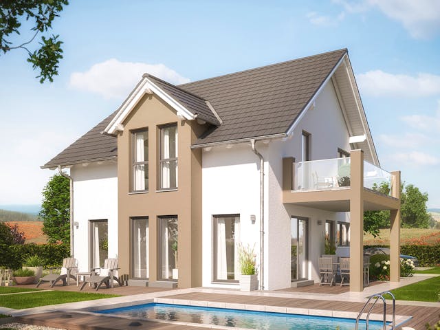 Fertighaus EVOLUTION 136 V2 von Bien-Zenker Schlüsselfertig ab 331071€, Satteldach-Klassiker Außenansicht 1