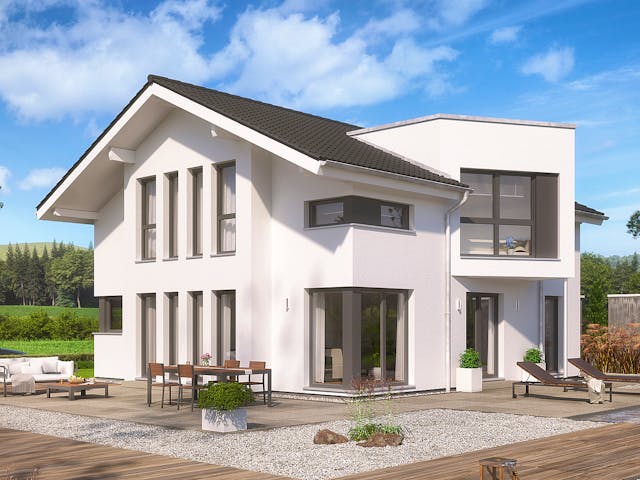 Fertighaus EVOLUTION 161 V3 von Bien-Zenker Schlüsselfertig ab 415446€, Satteldach-Klassiker Außenansicht 1
