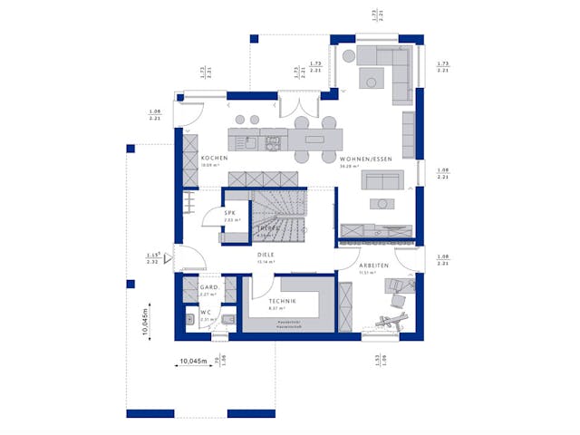 Fertighaus EVOLUTION 161 V4 von Bien-Zenker Schlüsselfertig ab 381036€, Satteldach-Klassiker Grundriss 1