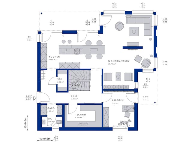 Fertighaus EVOLUTION 161 V5 von Bien-Zenker Schlüsselfertig ab 414160€, Stadtvilla Grundriss 1