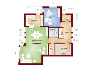 Fertighaus EVOLUTION 163 V2 von Bien-Zenker Schlüsselfertig ab 410779€, Satteldach-Klassiker Grundriss 1