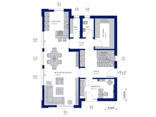 Fertighaus EVOLUTION 164 V5 von Bien-Zenker Schlüsselfertig ab 454345€, Cubushaus Grundriss 1