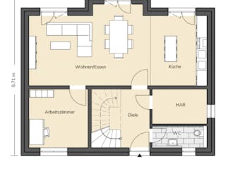 Massivhaus Einfamilienhaus 140 von BRALE Bau, Satteldach-Klassiker Grundriss 1