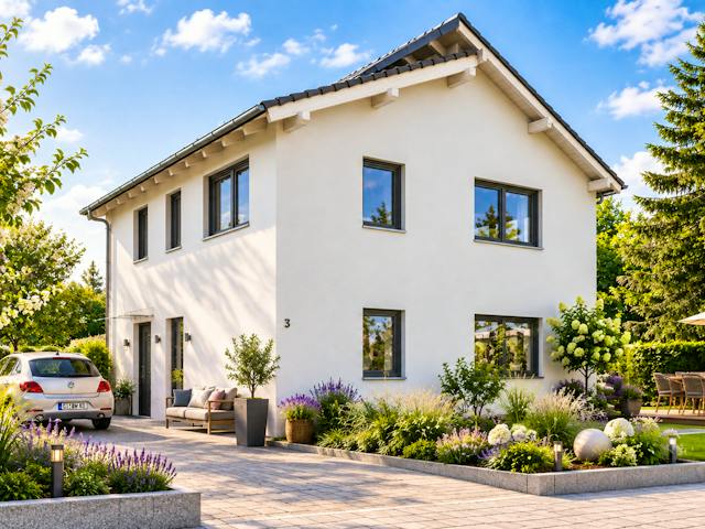 Massivhaus Indivduell 130 von Bauwerk Chemnitz Immobilien Schlüsselfertig ab 420000€, Pultdachhaus Außenansicht 1