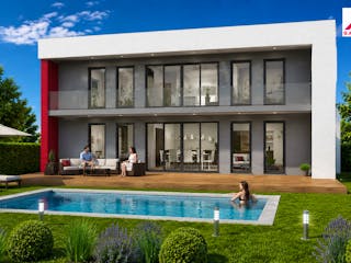 Massivhaus Stadtvilla 202 von Mein Haus Bausysteme, Stadtvilla Außenansicht 5