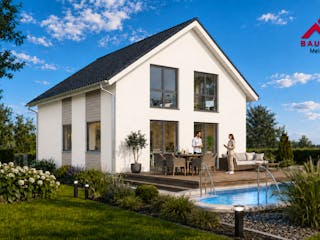 Massivhaus Trendhaus  Junge Familie 135 und  Keller mit LIAPLAN gebaut von Mein Haus Bausysteme, Außenansicht 8