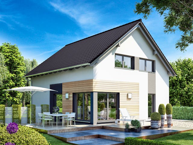 Fertighaus Camaro von Büdenbender Hausbau Schlüsselfertig ab 481564€, Satteldach-Klassiker Außenansicht 1