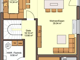 Fertighaus Camaro von Büdenbender Hausbau, Satteldach-Klassiker Grundriss 1