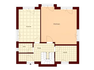 Massivhaus Wustrow von TIMOWA Massivhäuser Schlüsselfertig ab 275900€, Satteldach-Klassiker Grundriss 1