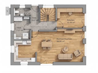 Massivhaus Satteldach 136 von AMR-Wohnbau Schlüsselfertig ab 300000€, Satteldach-Klassiker Grundriss 1