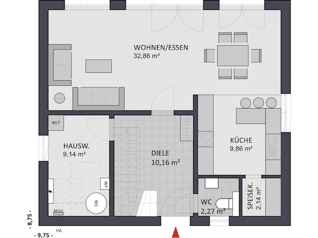 Massivhaus Entwurf NB126 von FAVORIT Massivhaus, Satteldach-Klassiker Grundriss 1