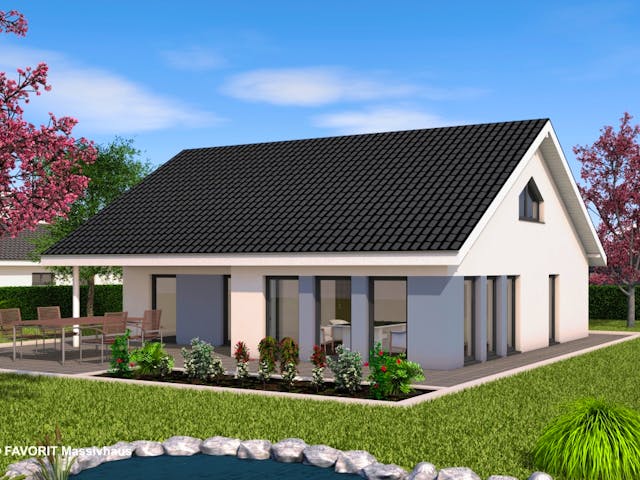 Massivhaus Chalet 115 von FAVORIT Massivhaus Schlüsselfertig ab 392250€, Bungalow Außenansicht 1