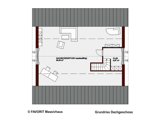 Massivhaus Chalet 115 von FAVORIT Massivhaus Schlüsselfertig ab 392250€, Bungalow Grundriss 2