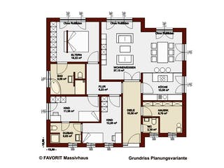 Massivhaus Chalet 132 von FAVORIT Massivhaus Schlüsselfertig ab 414390€, Bungalow Grundriss 2