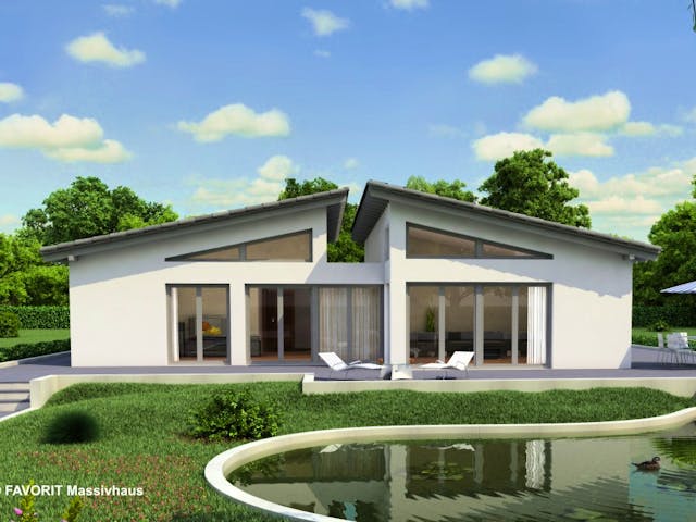 Massivhaus Chalet 135 von FAVORIT Massivhaus Schlüsselfertig ab 402560€, Bungalow Außenansicht 1
