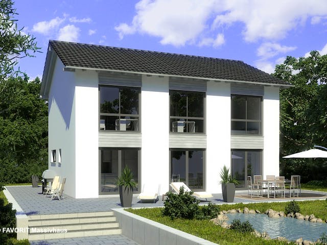 Massivhaus Citylife 147 von FAVORIT Massivhaus Schlüsselfertig ab 344520€, Satteldach-Klassiker Außenansicht 1