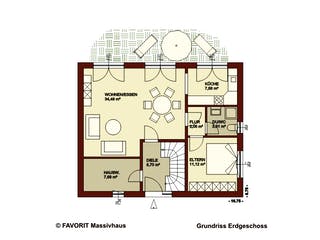 Massivhaus Citylife 147 von FAVORIT Massivhaus Schlüsselfertig ab 344520€, Satteldach-Klassiker Grundriss 1