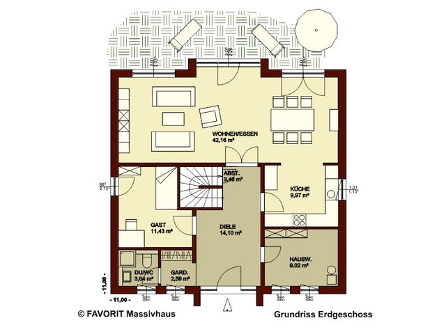 Massivhaus Citylife 178 von FAVORIT Massivhaus Schlüsselfertig ab 453020€, Stadtvilla Grundriss 1