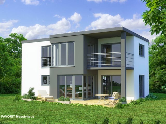 Massivhaus Concept Design 108 von FAVORIT Massivhaus Schlüsselfertig ab 312900€, Cubushaus Außenansicht 1
