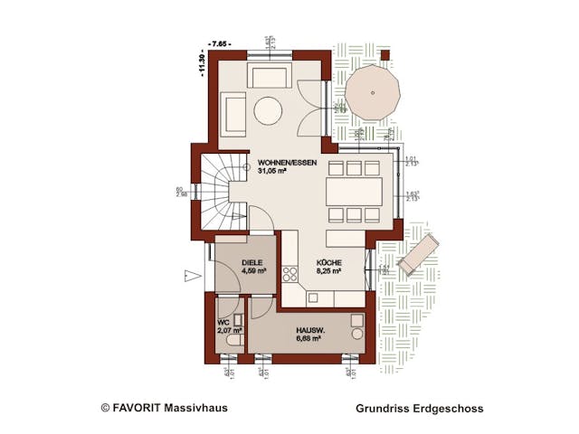 Massivhaus Concept Design 108 von FAVORIT Massivhaus Schlüsselfertig ab 312900€, Cubushaus Grundriss 1