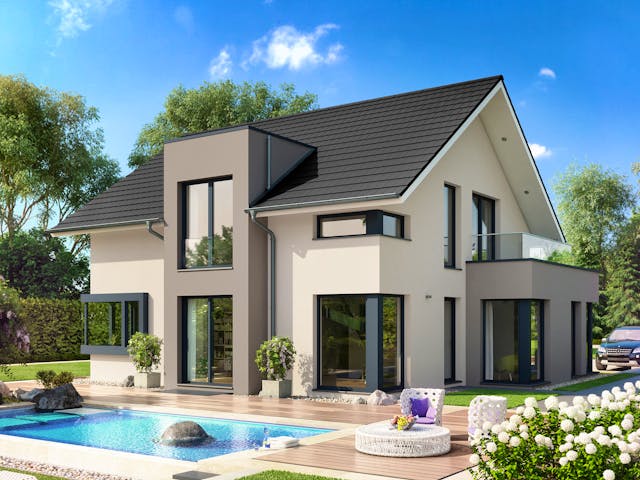 Fertighaus CONCEPT-M 159 Bad Vilbel von Bien-Zenker Schlüsselfertig ab 593301€, Satteldach-Klassiker Außenansicht 1
