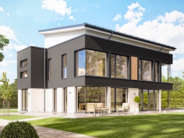Fertighaus CONCEPT-M 165 Wuppertal von Bien-Zenker Schlüsselfertig ab 817582€, Pultdachhaus Außenansicht 1