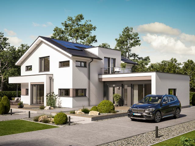 Fertighaus CONCEPT-M 166 Erfurt von Bien-Zenker Schlüsselfertig ab 660848€, Satteldach-Klassiker Außenansicht 1 Fertighaus CONCEPT-M 166 Erfurt von Bien-Zenker Schlüsselfertig ab 660848€, Satteldach-Klassiker Außenansicht 1