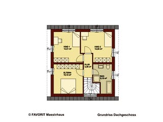 Massivhaus Creativ Sun 116 von FAVORIT Massivhaus Schlüsselfertig ab 302280€, Pultdachhaus Grundriss 2