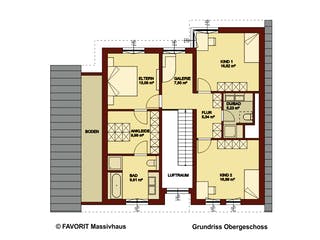Massivhaus Creativ Sun 183 von FAVORIT Massivhaus Schlüsselfertig ab 506410€, Pultdachhaus Grundriss 2