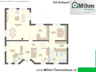 Massivhaus Bungalow120WD von Mihm Thermobau, Bungalow Grundriss 1