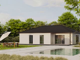 Fertighaus Bestseller Komfort 116 von BoHolz Haus Schlüsselfertig ab 338656€, Bungalow Außenansicht 1