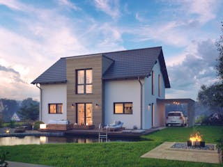 Fertighaus Einfamilienhaus 35-146-150 von BoHolz Haus Schlüsselfertig ab 442413€, Satteldach-Klassiker Außenansicht 1
