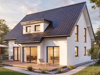 Massivhaus Einfamilienhaus Classic Piccolo von Domo 1999 Immobilien Schlüsselfertig ab 319000€, Außenansicht 1