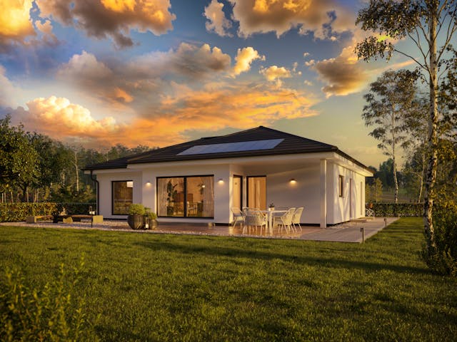 Fertighaus White&Black Bungalow 115 von WHITE&BLACK Fertighäuser Ausbauhaus ab 173723€, Bungalow Außenansicht 1