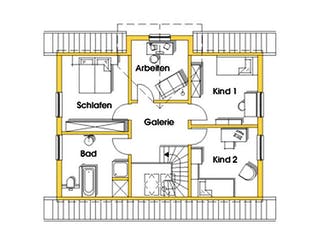 Fertighaus Alexandra (KfW-Effizienzhaus 40 EE) von Dammann-Haus Schlüsselfertig ab 360700€, Satteldach-Klassiker Grundriss 2