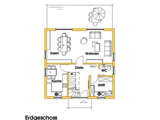 Fertighaus Christine (KfW-Effizienzhaus 40 EE) von Dammann-Haus Schlüsselfertig ab 328300€, Stadtvilla Grundriss 1