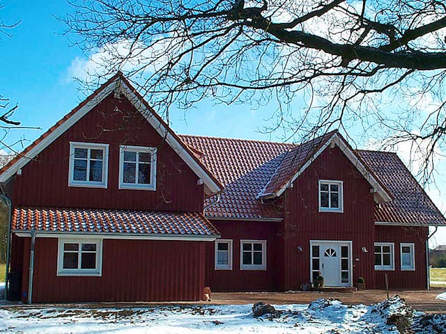 Fertighaus Heidi (KfW-Effizienzhaus 40 EE) von Dammann-Haus Schlüsselfertig ab 368100€, Satteldach-Klassiker Außenansicht 1