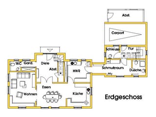Fertighaus Heidi (KfW-Effizienzhaus 40 EE) von Dammann-Haus Schlüsselfertig ab 368100€, Satteldach-Klassiker Grundriss 1
