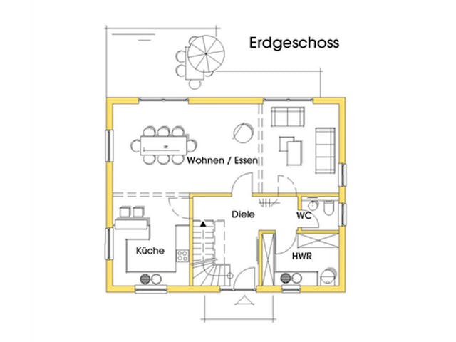 Fertighaus Imke (KfW-Effizienzhaus 40 EE) von Dammann-Haus Schlüsselfertig ab 323700€, Satteldach-Klassiker Grundriss 1 Fertighaus Imke (KfW-Effizienzhaus 40 EE) von Dammann-Haus Schlüsselfertig ab 323700€, Satteldach-Klassiker Grundriss 1
