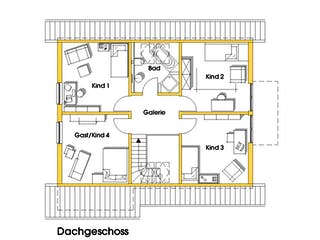 Fertighaus Julia (KfW-Effizienzhaus 40 EE) von Dammann-Haus Schlüsselfertig ab 371100€, Satteldach-Klassiker Grundriss 2