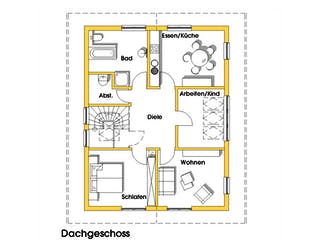 Fertighaus Jutta (KfW-Effizienzhaus 40 EE) von Dammann-Haus Schlüsselfertig ab 379200€, Satteldach-Klassiker Grundriss 2