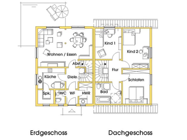 Fertighaus Kerstin 1 (KfW-Effizienzhaus 40 EE) von Dammann-Haus Schlüsselfertig ab 292900€, Satteldach-Klassiker Grundriss 1 Fertighaus Kerstin 1 (KfW-Effizienzhaus 40 EE) von Dammann-Haus Schlüsselfertig ab 292900€, Satteldach-Klassiker Grundriss 1