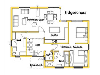 Fertighaus Luisa (KfW-Effizienzhaus 40 EE) von Dammann-Haus Schlüsselfertig ab 440000€, Cubushaus Grundriss 1