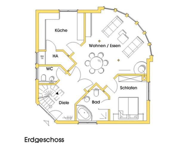 Fertighaus Martina (KfW-Effizienzhaus 40 EE) von Dammann-Haus Schlüsselfertig ab 424100€, Satteldach-Klassiker Grundriss 1