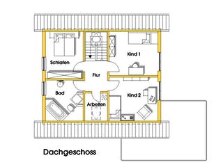 Fertighaus Myrna (KfW-Effizienzhaus 40 EE) von Dammann-Haus Schlüsselfertig ab 327800€, Satteldach-Klassiker Grundriss 2