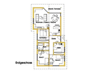 Fertighaus Natalie 3 (KfW-Effizienzhaus 40 EE) von Dammann-Haus Schlüsselfertig ab 320300€, Bungalow Grundriss 1