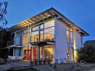 Fertighaus Sabine (KfW-Effizienzhaus 40 EE) von Dammann-Haus Schlüsselfertig ab 444200€, Pultdachhaus Außenansicht 3