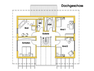 Fertighaus Stefanie (KfW-Effizienzhaus 40 EE) von Dammann-Haus Schlüsselfertig ab 454300€, Satteldach-Klassiker Grundriss 2