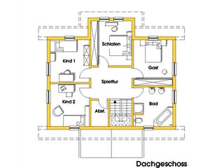 Fertighaus Svanhild (KfW-Effizienzhaus 40 EE) von Dammann-Haus Schlüsselfertig ab 413900€, Satteldach-Klassiker Grundriss 2