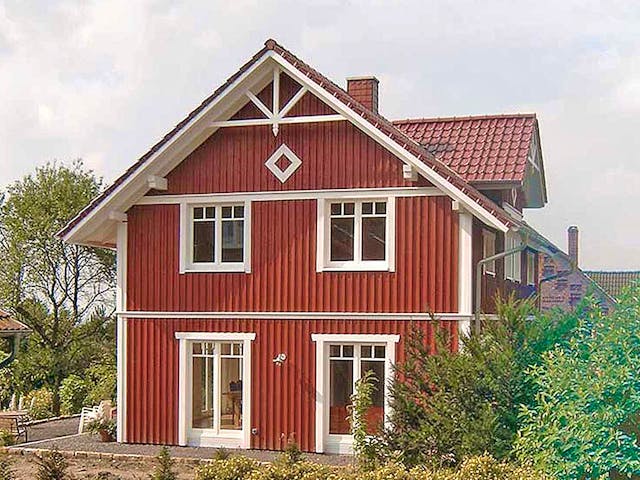 Fertighaus Svantje (KfW-Effizienzhaus 40 EE) von Dammann-Haus Schlüsselfertig ab 350500€, Satteldach-Klassiker Außenansicht 1